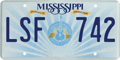 MS license plate LSF742