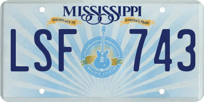 MS license plate LSF743