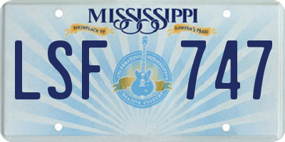 MS license plate LSF747