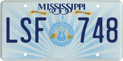 MS license plate LSF748