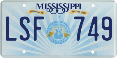 MS license plate LSF749