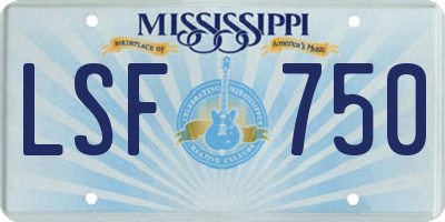 MS license plate LSF750