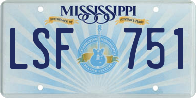 MS license plate LSF751