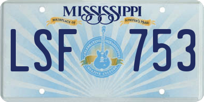 MS license plate LSF753
