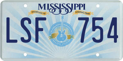 MS license plate LSF754