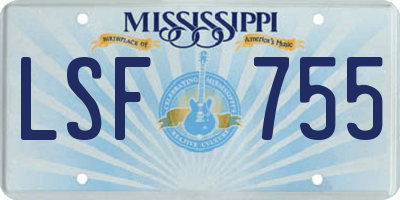 MS license plate LSF755