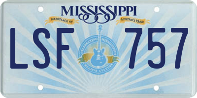 MS license plate LSF757