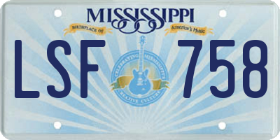 MS license plate LSF758