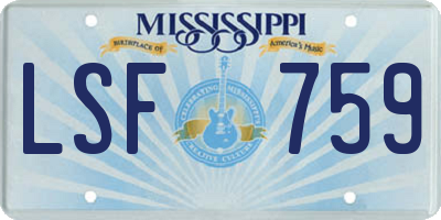MS license plate LSF759