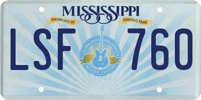 MS license plate LSF760