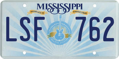 MS license plate LSF762