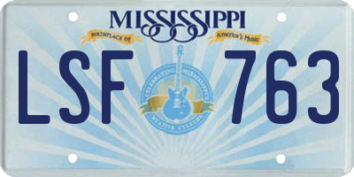 MS license plate LSF763
