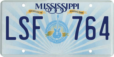 MS license plate LSF764