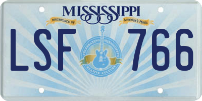 MS license plate LSF766