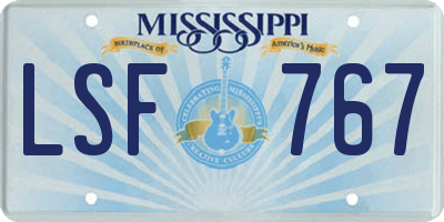 MS license plate LSF767