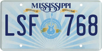 MS license plate LSF768