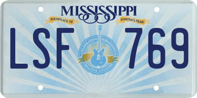 MS license plate LSF769