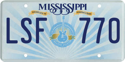 MS license plate LSF770