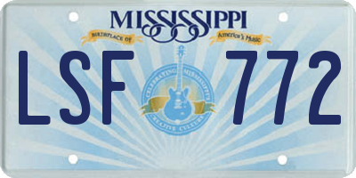 MS license plate LSF772