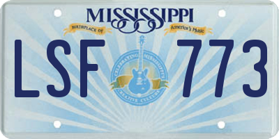 MS license plate LSF773