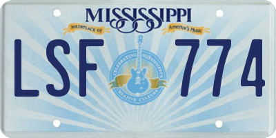 MS license plate LSF774