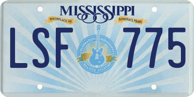 MS license plate LSF775