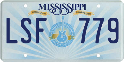 MS license plate LSF779