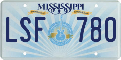 MS license plate LSF780