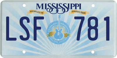 MS license plate LSF781
