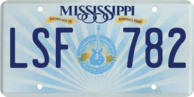MS license plate LSF782