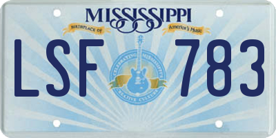 MS license plate LSF783