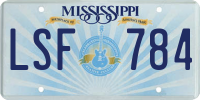 MS license plate LSF784