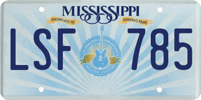 MS license plate LSF785