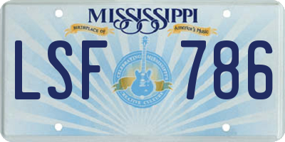 MS license plate LSF786