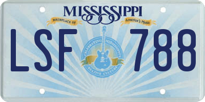 MS license plate LSF788