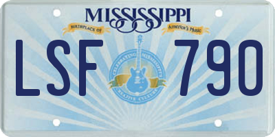 MS license plate LSF790