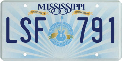 MS license plate LSF791