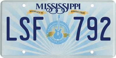 MS license plate LSF792