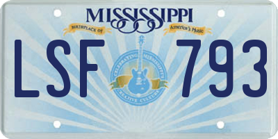 MS license plate LSF793