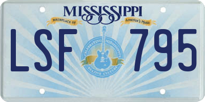 MS license plate LSF795