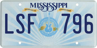 MS license plate LSF796