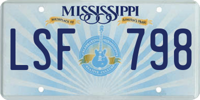 MS license plate LSF798