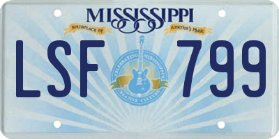 MS license plate LSF799