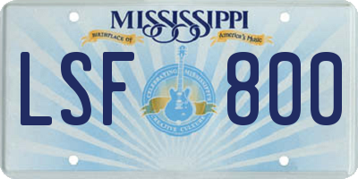 MS license plate LSF800