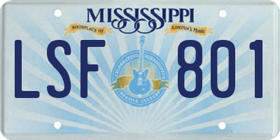 MS license plate LSF801