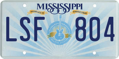 MS license plate LSF804