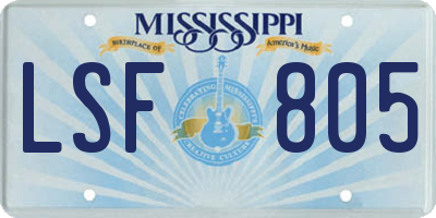 MS license plate LSF805