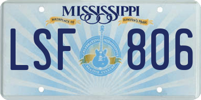 MS license plate LSF806