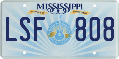 MS license plate LSF808