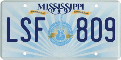 MS license plate LSF809